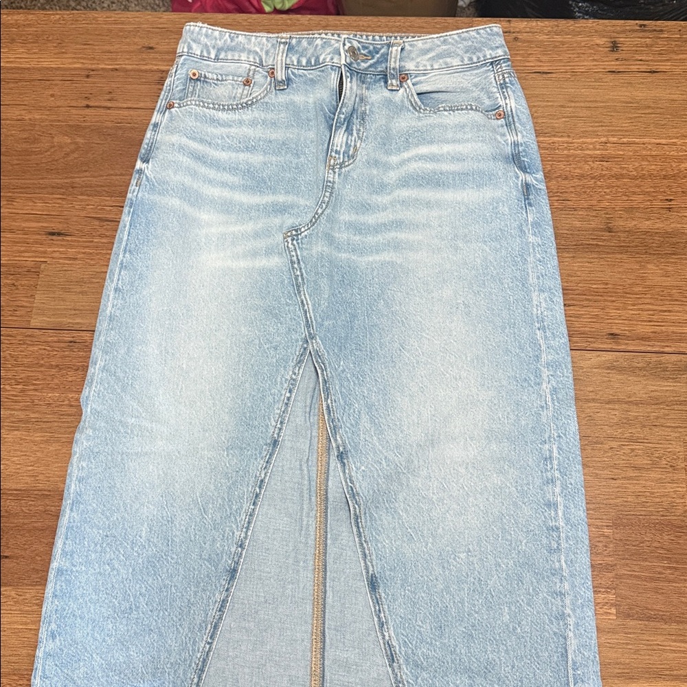 American Eagle Outfitters Light Blue High Low Denim Skirt
